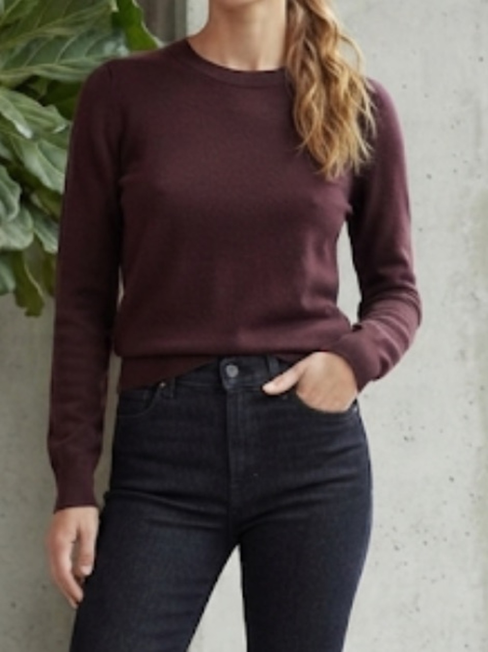 COS Maroon Merino Wool Crewneck Sweater XS